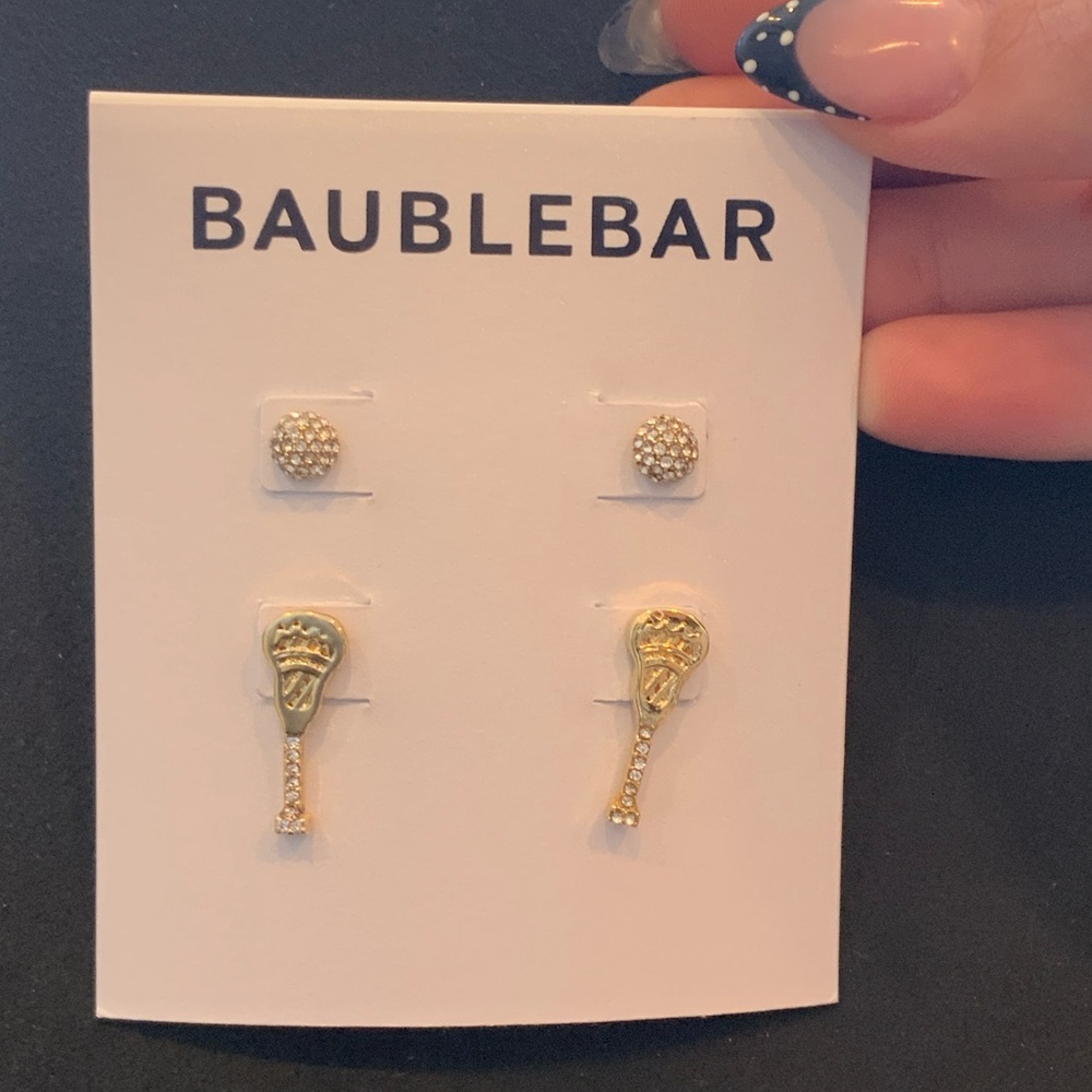 BaubleBar Gold and Silver Lacrosse Earrings